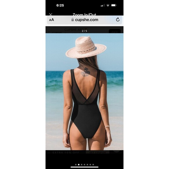 Cupshe one piece black bathing suit NWT large - Picture 2 of 11